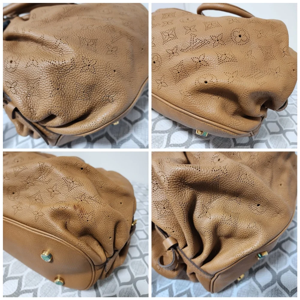 LOUIS VUITTON Mahina L Hobo Bag Brown